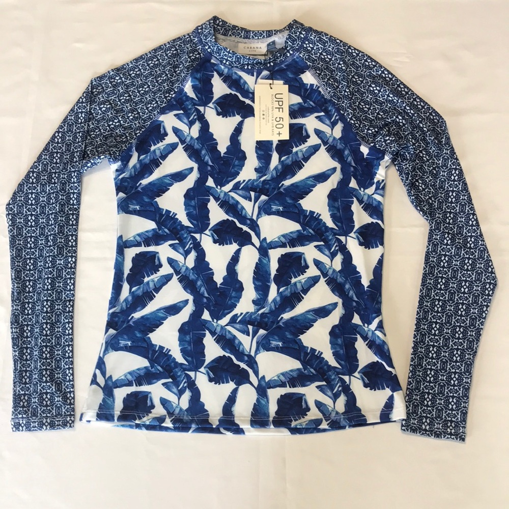 Cabana Life Blue Palms Rashguard UPF 50+ Size M